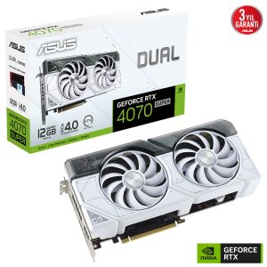 Asus DUAL GeForce RTX 4070 Super White Edition 12GB GDDR6X 192 Bit DLSS 3 Ekran Kartı